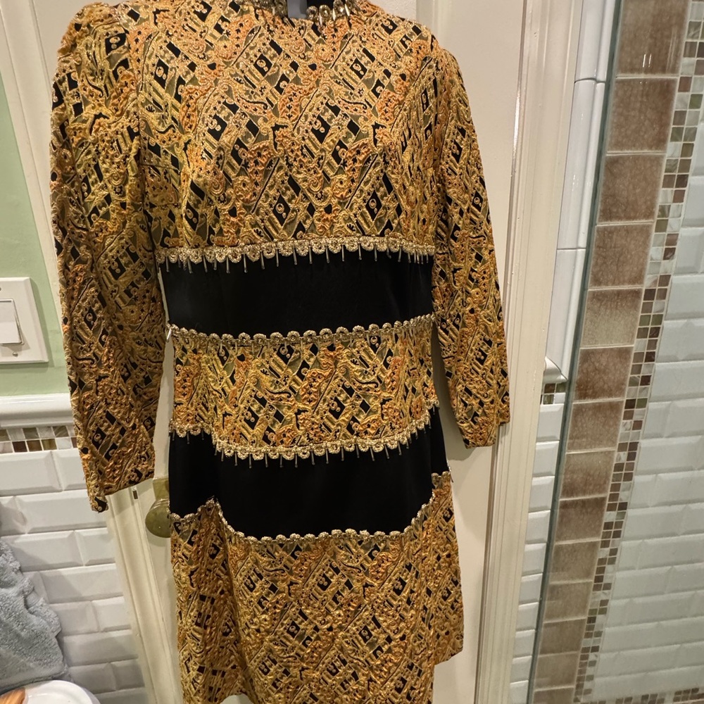 Elegant Black and Gold Patterned Dress